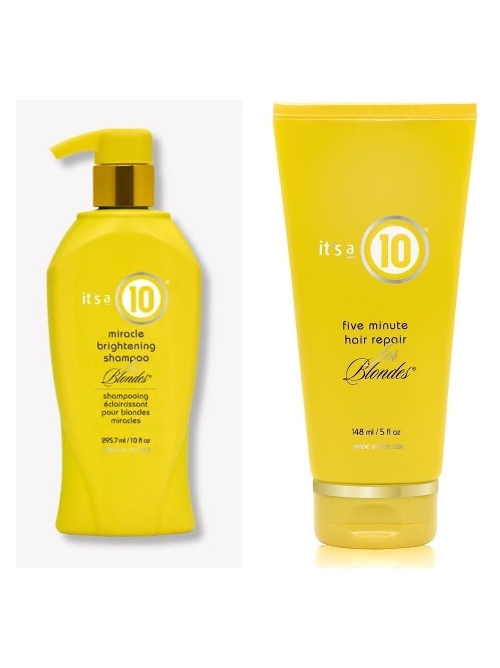 IT'S A 10
Miracle Brightening Blondes Shampoo & MIRACLE FIVE MINUTE HAIR REPAIR